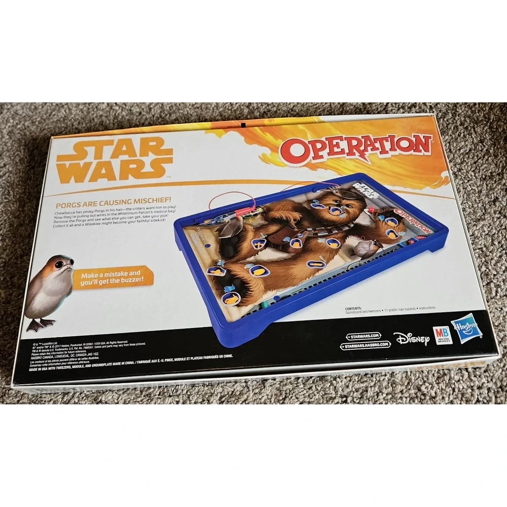Star Wars Operation Game Chewbacca Porg‎ Hasbro Complete Lights Work No Buzz